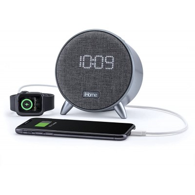 iHome iBT235 Bluetooth Digital Alarm Clock with Dual USB Charging and Ambient Nightlight for Kids Adults Bedrooms and Dorm Essentials Grey - BTOE7ENOB