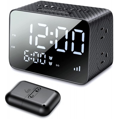 Loud Alarm Clock for Heavy Sleepers with Wireless Bed Shaker Digital Alarm Clock with USB Charger and AC Outlets Vibrating Alarm Clock for Heavy Sleepers Deaf and Hearing-impaired Dual Alarm Clocks - BQ6N14RZ8