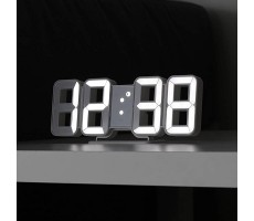 mooas Pure Mini White 3D LED Clock Multi-Function LED Clock Calendar Alarm Temperature - BY9YAB20F