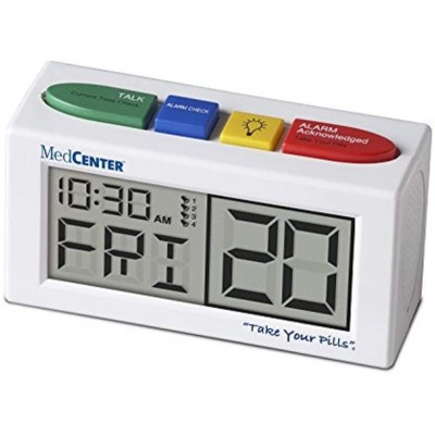 Talking Pill Reminder Clock with Loud Easy Set Multiple Alarms by MedCenter - BB4FVFN3R