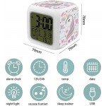Unicorn Digital Alarm Clock for Kids Girls Bedroom Decor for Girls Women Easy Setting Cube Wake Up Clocks Upgrade with 4 Sided Unicorn Pattern USB Port Colorful Night Light Clock Gifts for Kids. - BCL8Q1EQ7