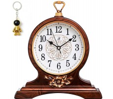 Desk Clock for Mantle Decor,Vintage Mantel Clock Battery Operated with Hook for Living Room,Bedroom,Office,Concealment Furniture,Tv Stand with Fireplace Decor Brown - BLOWIJJQ3