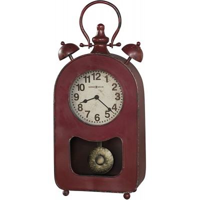 Howard Miller Ruthie Mantel Accent Clock 635-206 – Red Metal Antique with Quartz Movement - BHW7ECTQR