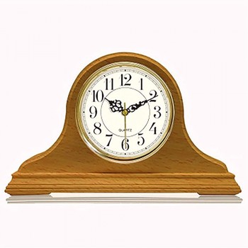 KYCSS-PP Solid Wood Mantel Clock Vintage Style Silent Mantle Clock Simplicity Wooden Battery Operated Mantel Clocks Retro Table Clock for Living Room Decor Color : Natural - B1ZZY55F7