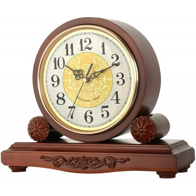 Shoichio Mantel Clock Wood Battery Operated Silence Clock Decorative Table Watch for Fireplace Office Desk Home Decor Gift Mantel Clocks-a - BIDSN36LG