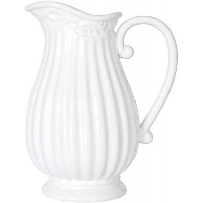 10 Inch White Ceramic Pitcher Vase for Home Décor VS-PIT-10 - BQK6IQ2OH