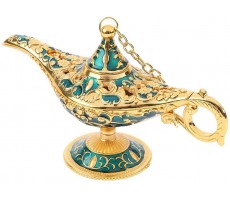 Gazechimp Vintage Collectable Aladdin Genie Light Magic Lamps Tabletop Arabian Accent Gold-Blue - BS1D1I6LT
