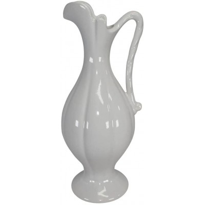 Haeger Pottery Sculpted Cotton White Large Handled Pitcher Vase - B1Y4TKSV5