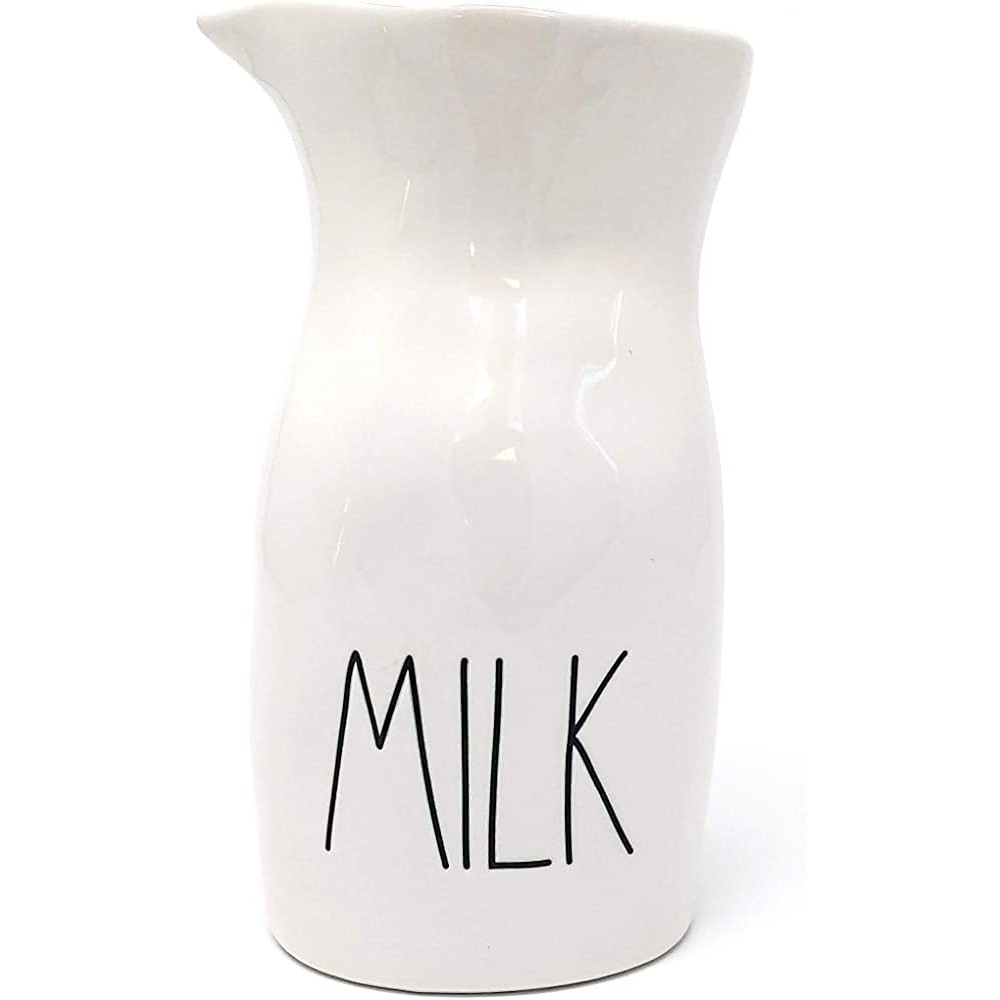 Rae Dunn by Magenta Unique with Perfect Imperfections. Milk Pitcher Carafe. Ceramic Beige Black LL. 7in x 4.5in x 5.5in - B1SUCXIFI