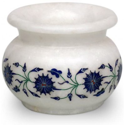 Taj Gallery White Marble Decorative Pot With Inlay Work - BBRZI0FY2