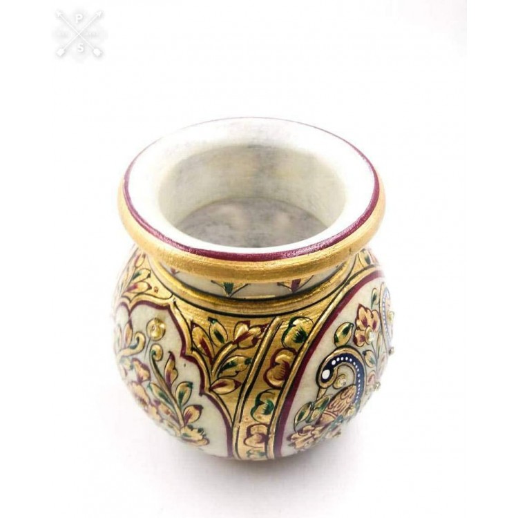 Truesellershop Traditional Handmade Embossed Marble Water Pitcher Water Jar Matki Home Decor Gift Art Table Home & Kitchen Decorative 5 - BMZXIH86I