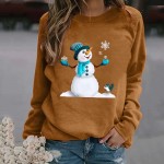 Womens Long Sleeve Shirts Christmas Snowman Crew Neck Pullover Sweatshirt Casual Oversized Sweaters Tunic Tops - BHCNF1HX8