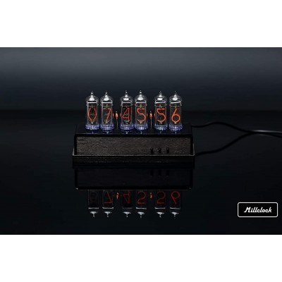 Millclock IN-14 Nixie Tube Clock Assembled with Acrylic and Wood Enclosure Adapter 6-Tubes - BZ50GC1DQ