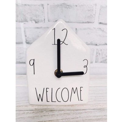 Rae Dunn by Magenta Home Ceramic LL Welcome Desk Shelf Clock 2019 Limited Edition - B382S5M1N