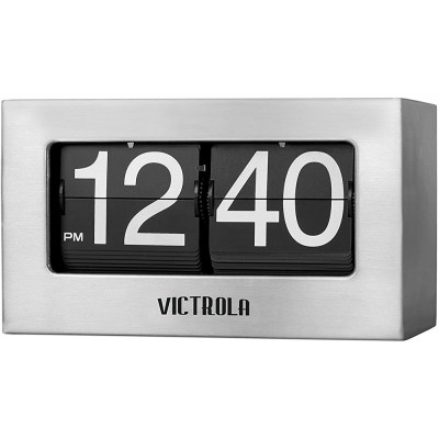 Victrola VC-450-SLV Flip Clock Small Silver - BJOT4BK7Q