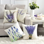 4-Pack Decorative Throw Pillow Cover 18x18 Lavender Garden Outdoor Patio Pillow Cushion Cases for Couch Porch Sofa Bed Insert Not Included – Lavender - B22PST4J0