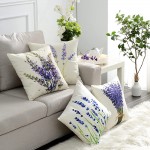 4-Pack Decorative Throw Pillow Cover 18x18 Lavender Garden Outdoor Patio Pillow Cushion Cases for Couch Porch Sofa Bed Insert Not Included – Lavender - B22PST4J0