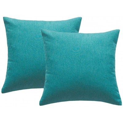 4TH Emotion Outdoor Waterproof Throw Pillow Covers Garden Cushion Case for Patio Couch Sofa Polyester Home Decoration Pack of 2 18 X 18 Inches Turquoise - B5JGC2H73