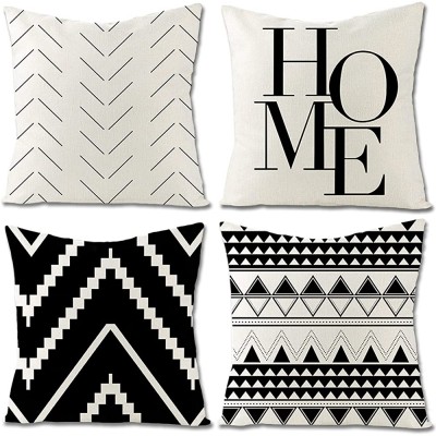 Black and White Cream Throw Pillow Covers 18x18 Set of 4 Decorative for Couch Large Square Modern Accent Pillows Case Cover for Living Room Cushions Sofa Chair Bed Farmhouse Outdoor Black - B7N5VBSXY
