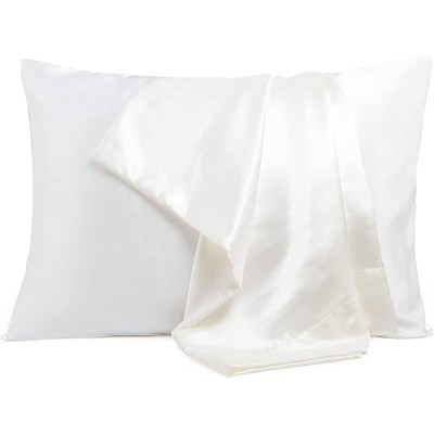 Bonlino Leopard Print Satin Pillowcase for Hair and Skin Satin Pillowcase 2 Pack [Silky Cozy][Durable Than Silk] Standard 20''×26'' Cream - B5OTK0ZI6