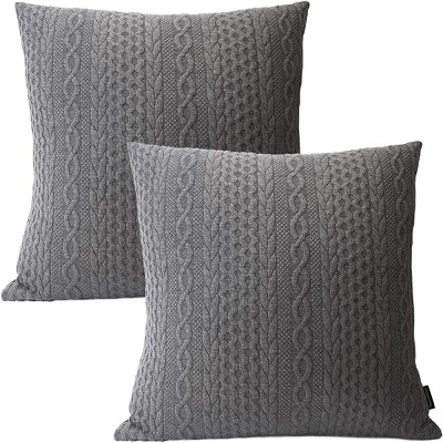 Booque Valley Grey Pillow Covers Pack of 2 Super Soft Elegant Modern Embossed Patterned Gray Cushion Covers Farmhouse Throw Pillow Cases for Sofa Bed Car Chair 18 x 18 inchGrey - BWI2QGHMX