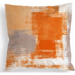 COLORPAPA Orange Grey Throw Pillow Covers 18x18 Set of 4 Decorative Cushion Cover Beige Abstract Art Painting Pillowcase for Sofa Bedroom Living Room Décor - BGO448145