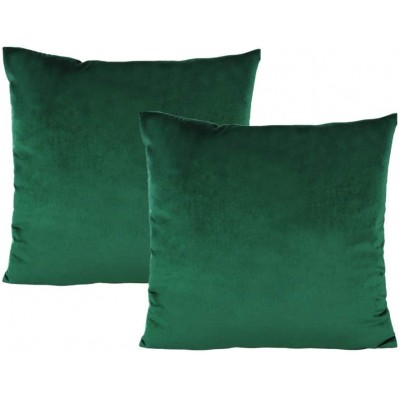Emerald Green Throw Pillow Covers Velvet Decorative Christmas Dark Green Cushion Cases Cozy Soft Solid Square Home Decor for Car Couch Sofa Bedroom Office 18"x18" Set of 2 - B1QGS3YAY