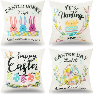 ESTTOP Easter Pillow Covers 18×18 Set of 4 Throw Pillow Covers It's Easter  Happy Easter Easter Bunny Easter Decorations - BLU7YRZ6Q