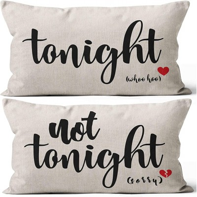 Funny Couples Reversible Soft Pillow Cover Wedding Anniversary Bridal Shower Gifts Gift for Couples Anniversary Wedding Engagement 20X12 Inch Linen Cushion Cover for Couch - BPA4ZAOYM