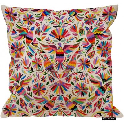 HGOD DESIGNS Mexican Design Colorful Pigeons Pheasant Pillow Case 18" X 18" Cotton Linen - B0HC6BXPA