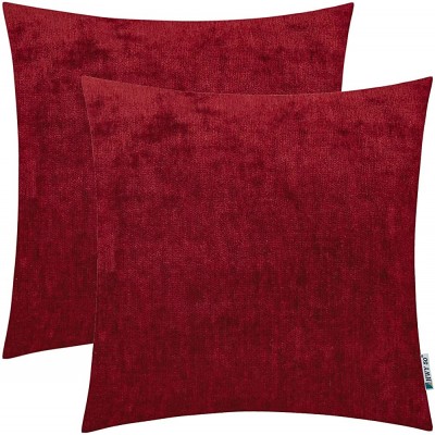 HWY 50 Wine Red Burgundy Decorative Throw Pillows Covers Set 18x18 inch for Couch Sofa Living Room Indoor Bed Soft Comfortable Cashmere Solid Square Throw Pillow Cases Cushion Cover Pack of 2 - BHONCOWJI