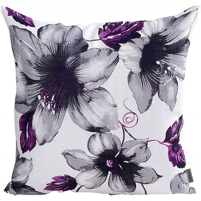 LAZAMYASA Printed Rose Cover Pillows Case Soft Throw Pillow Double-Sided Digital Printing Couch Pillowcase Square 18 x 18in,Purple - BWXYWYYGD