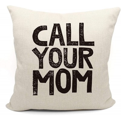 Mancheng-zi Call Your Mom Funny Throw Pillow Case for Daughter Son Gifts Dorm Room Accessories Graduation Party 18 x 18 Inch Decorative Cotton Linen Cushion Cover for Sofa Couch Bed - BJEBW815F