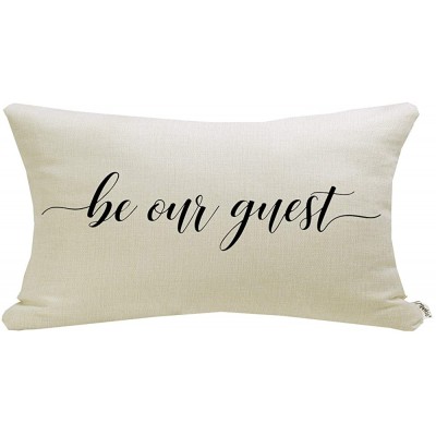 Meekio Farmhouse Pillow Covers with Be Our Guest Quote 12" x 20" Farmhouse Rustic Décor Lumbar Pillow Covers with Saying Guest Room Décor - BMCXFHHTB