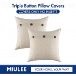 MIULEE Set of 2 Decorative Linen Throw Pillow Covers Cushion Case Triple Button Vintage Farmhouse Pillowcase for Couch Sofa Bed 18 x 18 Inch 45 x 45 cm Beige - BRHG1BXGU