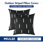 MIULEE Set of 2 Decorative Outdoor Waterproof Throw Pillow Covers Geometric Square Pillowcases Stripes Cushion Case for Patio Garden Couch Tent Sofa Bedroom 18 X 18 Inch Black - BJTQDX12U