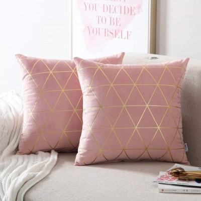 NordECO HOME Pack of 2 Throw Pillow Covers Cases Square Decorative Cushion Covers for Sofa Couch Bed Home Decoration 18 x 18 Pink - B9LBEPD28
