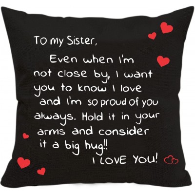 Sisters Gift from Sister,Two Sided Printing Sisters Pillow Cover Even When I'm Not Close by I Want You to Know I Love Reminder Gift for Lady Girls Cotton Linen Decorative Cushion Pillowcase 18"x 18" - BZXUDZ9R7