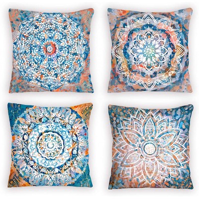 Throw Pillow Covers,Home Farmhouse Outdoor Decorative,Pillowslip for Living Room,Bed,Sofa and Car Boho Retro Double Sided Dahlia Floral Multicolor Flowers 18 X 18 Inch Set of 4 Decorative Pillows - B7J1C7NOQ