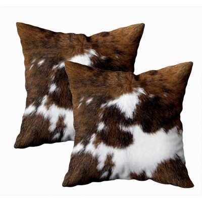 TOMWISH 2 Packs Hidden Zippered Pillowcase Christmas Cowhide Accent Printing 18X18Inch,Decorative Throw Custom Cotton Pillow Case Cushion Cover for Home - B9AFM2MVJ