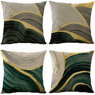 WOMHOPE Set of 4 Vintage Geometric Decorative Throw Pillow Covers Pillow Cases Cushion Cases 18 x 18 Inch for Living Room,Couch and Bed Green - B4493ZCTU