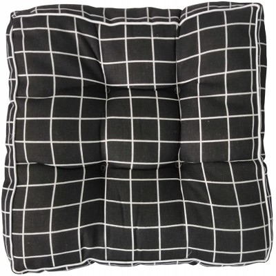 Aomine Square Floor Pillow Tufted Thicken Floor Cushions Window Seat Cushions for Yoga Meditation Rocking Chair Tatami Bench Patio Seat Living Room Office Bedroom 16" x 16" Black Plaid - BWDKH6SF8