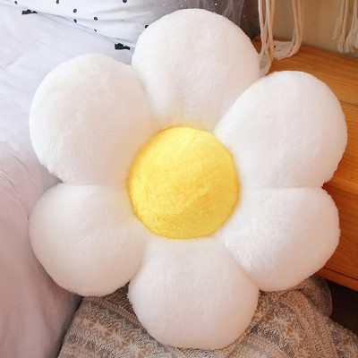 Flower Plush Throw Pillows Flower Floor Pillow Seating Cushion Toy for Reading Room Watching TV 11.8" White-2 - BRK5F2W0T