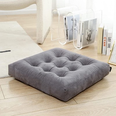 Large Floor Pillows,Square Meditation Pillow,Microsuede Sitting Pillows Floor Cushion for Yoga Living Room Balcony Office Outdoor,Seat Cushion Tatami for Chair Sofa,22x22 Inch,Grey - B5KLLUS4P