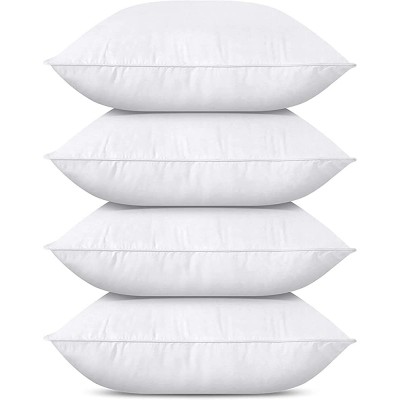 Premium Hypoallergenic Pillow Inserts Pack of 4 White White Stuffer Pillow Insert Square Pillow Filler Inserts Sham Style Polyester 18 x 18 - B9DS5INK9