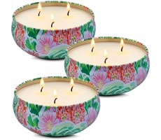 Citronella Candles Outdoor and Indoor Natural Soy Wax Large Travel Tin Strongly Scented Candles Pack 3 - BW587KGSJ