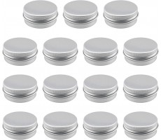 MTQY Aluminum Tin Cans 15PCS 1 2 oz15ml Metal Round Tins Small Tin Containers Empty Travel Tins with Screw Lids for Candles Salve Cosmetics and Candies - BNPMMF0QX