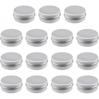MTQY Aluminum Tin Cans 15PCS 1 2 oz15ml Metal Round Tins Small Tin Containers Empty Travel Tins with Screw Lids for Candles Salve Cosmetics and Candies - BNPMMF0QX