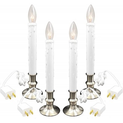Daily Timer Window Candle 8 16 hrs Heavy Brush Nickel Base New Heavy Base Version UL Listed 4 Pack with 2 Extra Replacement BulbsBrush Nickel 4 - B45XX5MDI