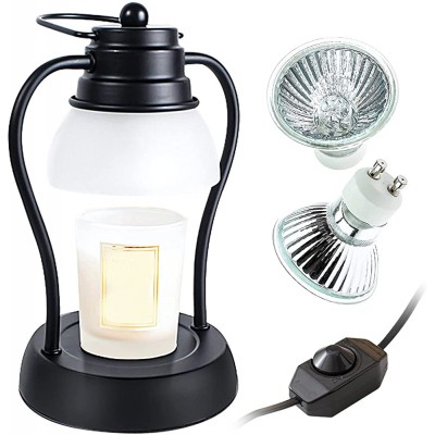 JOKIVTOU Candle Warmer Lamp,Dimmable Candle Warmer Lamp,Electronic Candle Lantern Melting Lamps with 2 Bulbs Candle Lamp Warmer for Aromatherapy Wax Scented Candles,110V Black - B4LCOQW2O
